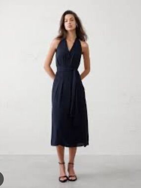 Banana Republic Factory linen blend twist back midi dress